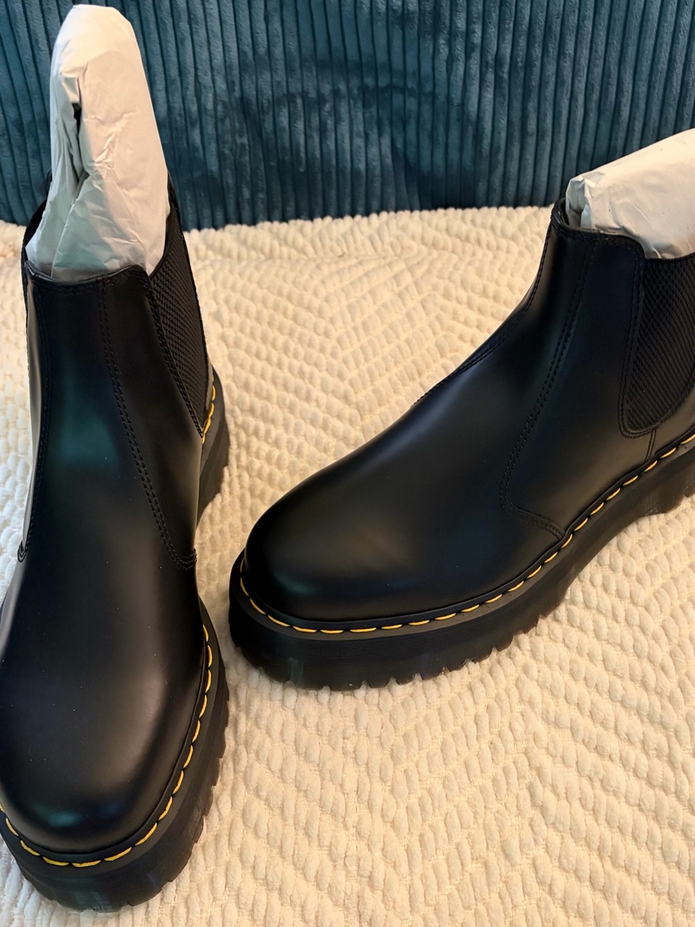 NEW in box Dr Martens black polished smooth platform Chelsea boots unisex US 12